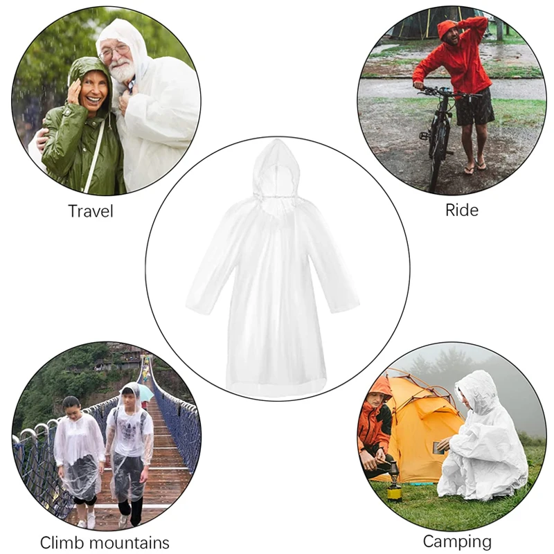 Emergency Poncho Rain - 6 stuks wegwerp regenjas, waterdicht, voor