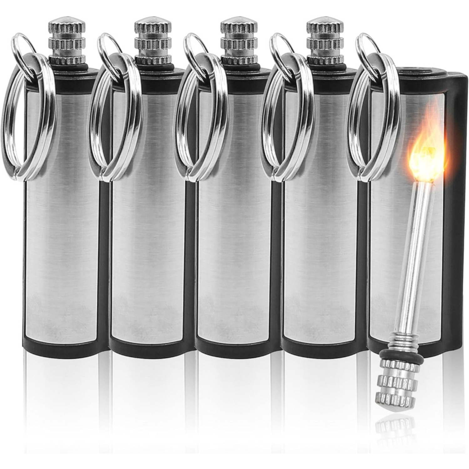 Magnesium Fire Starter - 1-5-pack Magnesium vuursteenset, waterdichte noodflatensleutelhanger aansteker